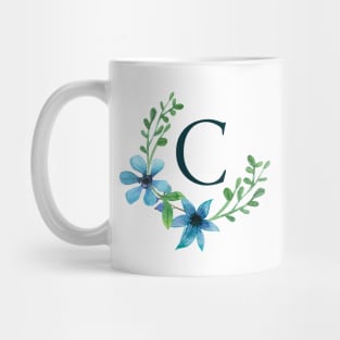 Floral Monogram C Pretty Blue Flowers Mug